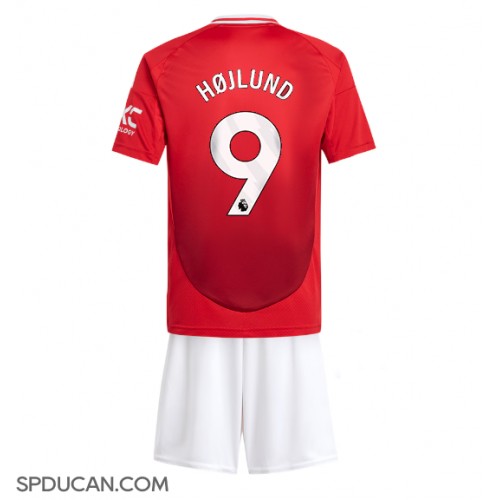 Dječji Nogometni Dres Manchester United Rasmus Hojlund #9 Domaci 2024-25 Kratak Rukav (+ Kratke hlače)